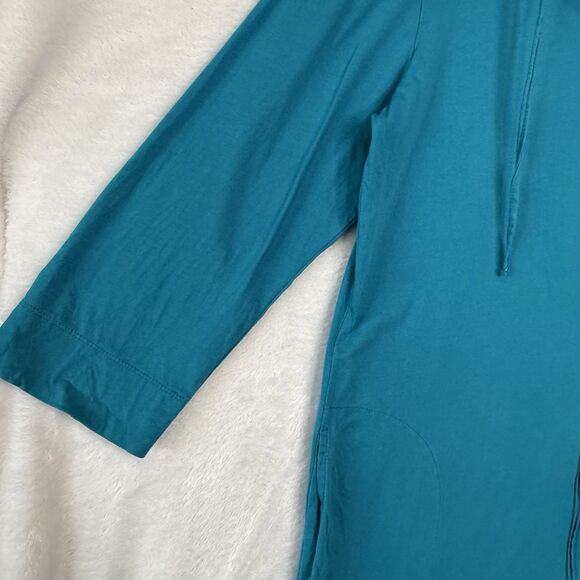LL Bean Bright Blue Full Zip Hooded 3/4 Sleeve Beach Swim Cover Up Dress Small - Picture 5 of 14